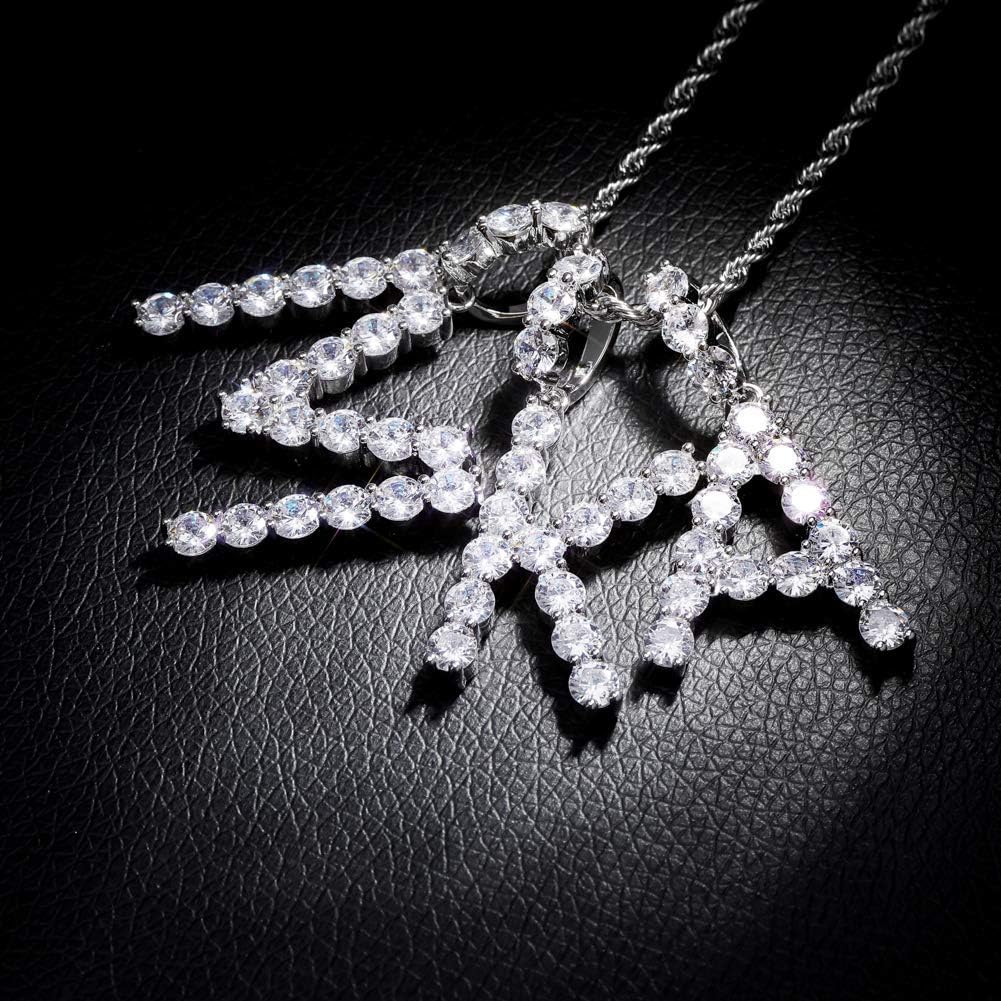 YOSZO Tennis Letter Chain Initial Pendant Necklace Silver Personalized Name Chain Necklace for Women Men