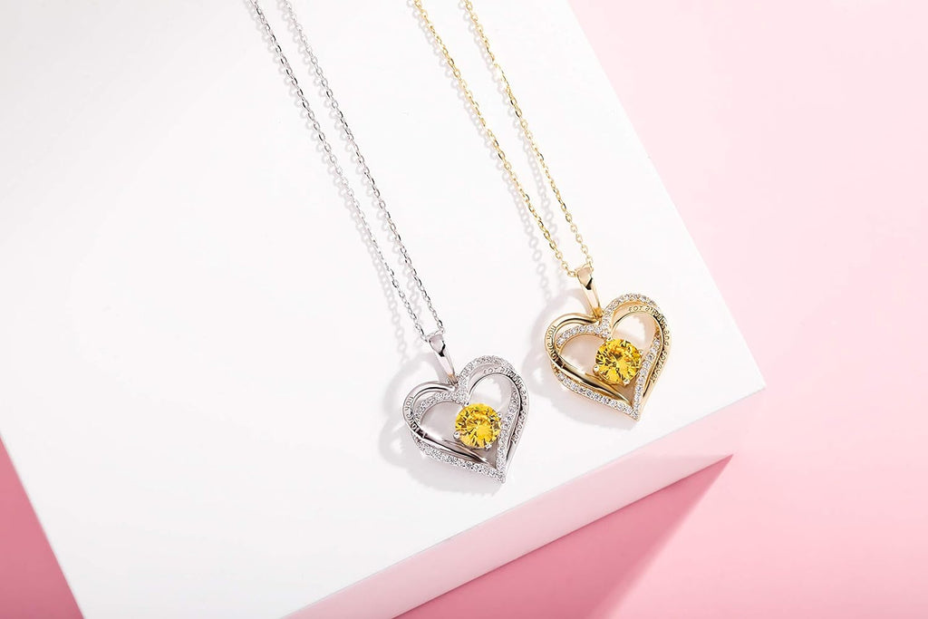 YOSZO Forever Love Heart Chain for Women 925 Sterling Silver Iced out Birthstone Pendant Necklace for Women Valentine Mother’s Day Jewelry Birthday Gift