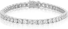 Laden Sie das Bild in den Galerie-Viewer, Unisex 1 Row Tennis Necklace/Bracelet Silver Finish Lab Created Diamonds 4MM Iced Out Solitaires Tennis Chain 16-30 inches Bracelet 6.5-9 inches