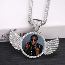 Laden Sie das Bild in den Galerie-Viewer, YOSZO Picture Necklace Personalized Photo Pendant for Men Women Iced Out Angel Wings Heart Custom Necklace with Tennis Chain