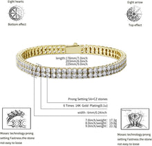 Load image into Gallery viewer, YOSZO 2 Row Tennis Bracelet Iced Out Bling Cubic Zirconia Lab Simulated Diamond Bracelet14K Gold Plated Wrist Chain Hip Hop Jewelry for Men Women