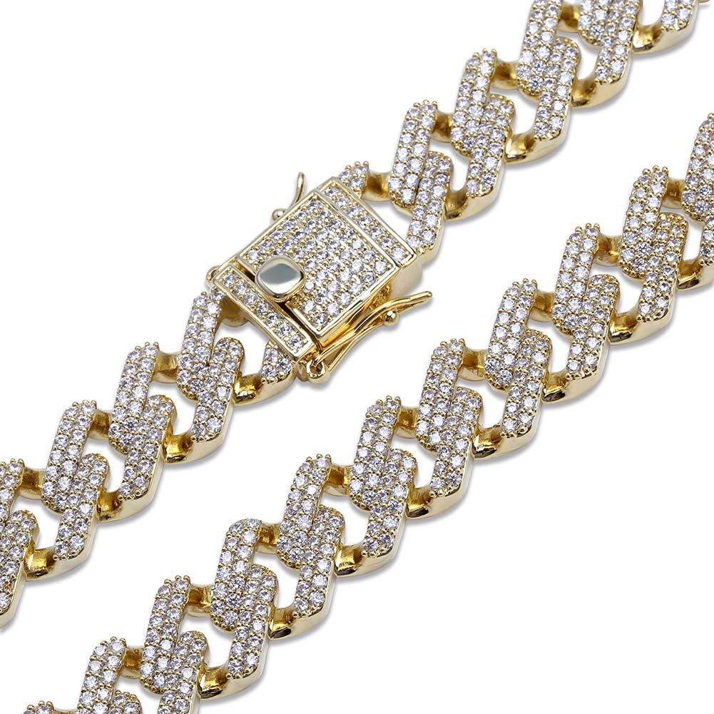 YOSZO Hip Hop 14mm Miami Cuban Link Chains Fully Iced Out Bling CZ Rapper Bracelet for Men