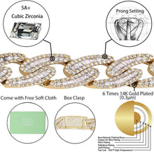 Charger l&#39;image dans la galerie, YOSZO 14mm Iced out 6 Times 14K Gold Filled Custom Baguette Diamond Miami Cuban Link Chain Choker for Men with Box Clasp