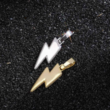 Charger l&#39;image dans la galerie, YOSZO Hip Hop Lightning Bolt Design Pendant 18k Gold Plated Iced Out Cubic Zirconia Pendant Necklace with Micropave Simulated Diamond for Men Women