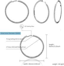 Laden Sie das Bild in den Galerie-Viewer, YOSZO Big Large Iced Out Hoop Cuff Circle Earrings Gold or Rhodium Plated Cubic Zirconia Inlaid Hypoallergenic Tennis Earrings For Women-Silver 8CM