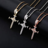 YOSZO Hip Hop Iced Out CZ Nail Cross Necklace 18K Gold Plated Simulated Diamond Pendant for Men
