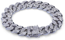 Laden Sie das Bild in den Galerie-Viewer, YOSZO 14mm 18k Gold Plated All ICED Out Simulated Diamond Miami Cuban Chain Bracelet 8&quot;