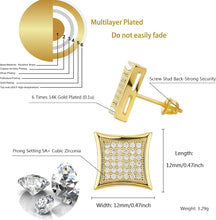 Charger l&#39;image dans la galerie, YOSZO Square Screw Stud Earrings 5A+ Corlorful Cubic Zirconia 14K Gold Sparkle Hypoallergenic Screw Stud Square Flat Earrings For Men Women