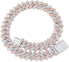 Charger l&#39;image dans la galerie, YOSZO 20MM 6 Times 14k Gold Plated Cuban Link Chain Full Iced Out Bling Round Baguette Cut Cubic Zirconia with Prong Setting Simulated Diamond Chain Choker Necklace for Men Women