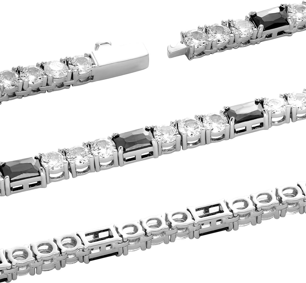 YOSZO Tennis Bracelets for Women 4MM Diamond Silver Chain Bracelet 14K Gold Plated Classic Cubic Zirconia Bracelet for Men