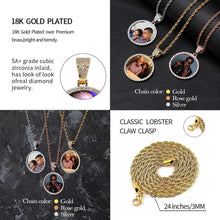 Load image into Gallery viewer, YOSZO Necklace with Picture Inside 18K Gold Plated Custom Picture Necklace Personalized Photo Necklace Memory Gifts for Men