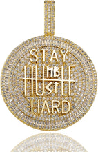 Charger l&#39;image dans la galerie, YOSZO 14K Gold Plated Stay Humble &amp; Hustle Hard Encourage Pendant Necklace, Iced Out CZ Diamond Hip Hop Charm Jewelry for Men Women