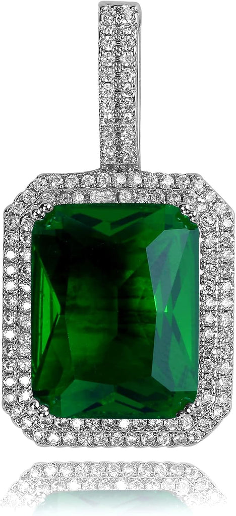 YOSZO Hip Hop 6 Colors Solitaire Pendant Cubic Zirconia Halo Pendant Necklace with Solid Back…