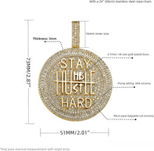 Load image into Gallery viewer, YOSZO 14K Gold Plated Stay Humble &amp; Hustle Hard Encourage Pendant Necklace, Iced Out CZ Diamond Hip Hop Charm Jewelry for Men Women