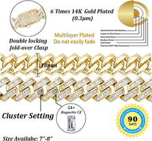 Load image into Gallery viewer, YOSZO Gold Baguette Bracelet Cuban Link Chain Bracelets for Men Iced out 14K Gold Plated 12mm/18mm Miami Curb Bracelet for Women Cubic Zirconia Double Spring Ring Clasp Birthday Gifts