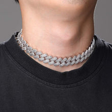 Charger l&#39;image dans la galerie, YOSZO 20MM 6 Times 14k Gold Plated Cuban Link Chain Full Iced Out Bling Round Baguette Cut Cubic Zirconia with Prong Setting Simulated Diamond Chain Choker Necklace for Men Women