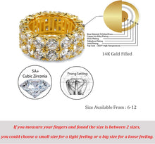 Load image into Gallery viewer, YOSZO Ring Engagement Ring Gold Men Diamond Rings 9mm Silver Cubic Zirconia Ring 14K Gold Plated Mens Wedding Band Ring for Women Promise Eternity Jewelry