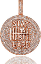 Load image into Gallery viewer, YOSZO 14K Gold Plated Stay Humble &amp; Hustle Hard Encourage Pendant Necklace, Iced Out CZ Diamond Hip Hop Charm Jewelry for Men Women