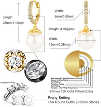 Carregar imagem no visualizador da galeria, YOSZO Earrings for Women 18K Gold Plated Pearl Earrings Silver Earrings for Women Heart Earrings Dangle Cartilage Earring