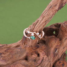 Load image into Gallery viewer, Trendy Ring for Women, 14K Rose Gold Plated 925 Silver Vine Ring with Green Spinel &amp; Zirconia, Nature Inspired Statement Botanical Jewelry Gift for Her