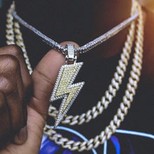 Charger l&#39;image dans la galerie, YOSZO Hip Hop Lightning Bolt Design Pendant 18k Gold Plated Iced Out Cubic Zirconia Pendant Necklace with Micropave Simulated Diamond for Men Women