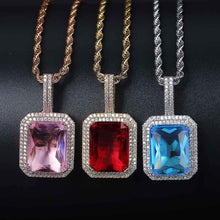 Laden Sie das Bild in den Galerie-Viewer, YOSZO Hip Hop 6 Colors Solitaire Pendant Cubic Zirconia Halo Pendant Necklace with Solid Back…