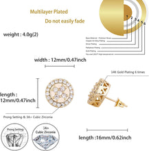 Carregar imagem no visualizador da galeria, YOSZO Cross Square Stud Earrings 14K Gold Silver 5A+ Cubic Zirconia Iced Out Sparkle hypoallergenic Cartilage 925 Sterling Silver Square Flat Stud Cross Earrings For Men Women