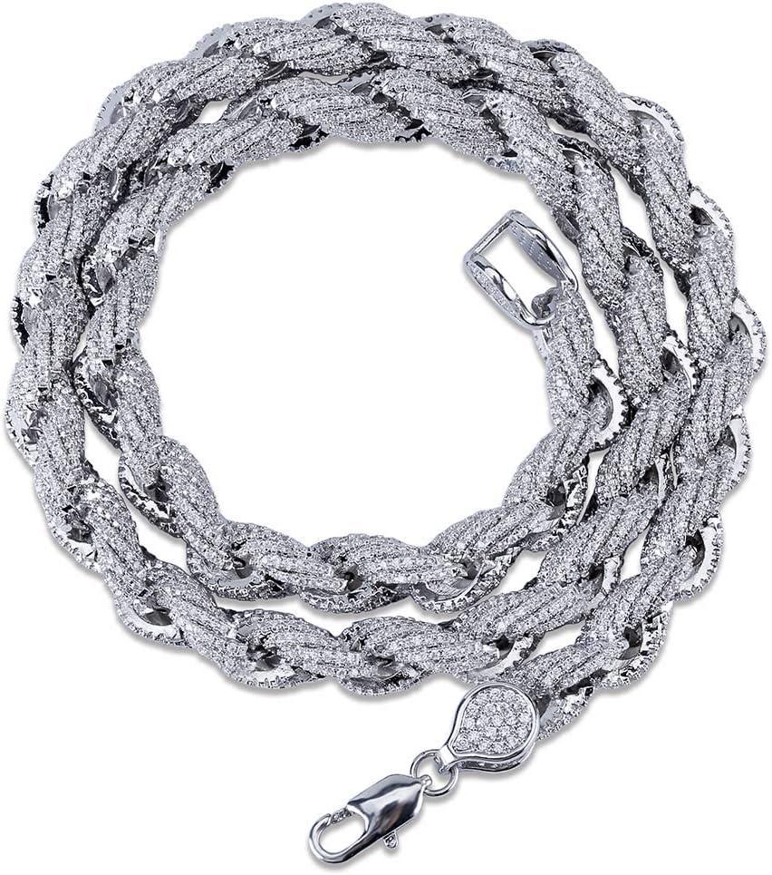 YOSZO 18K Gold Plated Hip Hop Iced out Lab Diamond Rope Chain Necklace Bracelet for Men