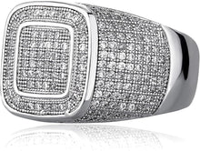 Laden Sie das Bild in den Galerie-Viewer, YOSZO Men Ring 14K Gold Plated Cluster Iced Out Lab Simulated Diamond Band Micropave Bling Wedding Pinky Ring for Women