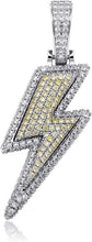 Charger l&#39;image dans la galerie, YOSZO Hip Hop Lightning Bolt Design Pendant 18k Gold Plated Iced Out Cubic Zirconia Pendant Necklace with Micropave Simulated Diamond for Men Women