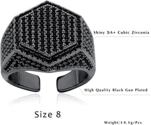 Laden Sie das Bild in den Galerie-Viewer, YOSZO Men Ring Black Pinky Hexagon Ring for Men Women Iced Out Cubic Zirconia Cluster Diamond Wedding Band Ring Hip Hop Jewelry (Size 8)