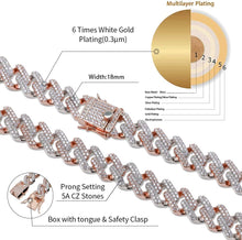 Load image into Gallery viewer, YOSZO Hip Hop 14mm 6 Times Heavy 14K Gold Plated Miami Cuban Link Chain Choker for Men Full Iced out Prong Setting Bling CZ Rapper Necklace