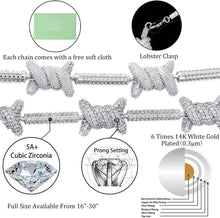 Charger l&#39;image dans la galerie, YOSZO 10mm Iced out Barbed Wire Link Chain 6 Times 14K Gold Filled Necklace for Men Hip Hop Rapper Accessory