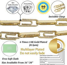 Laden Sie das Bild in den Galerie-Viewer, YOSZO 10mm 14K Gold Filled Iced out Paperclip Link Chain for Men Women Choker Necklace Novelty Design 16”,18”,20”,22”,24”