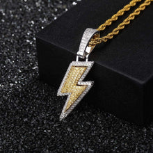 Charger l&#39;image dans la galerie, YOSZO Hip Hop Lightning Bolt Design Pendant 18k Gold Plated Iced Out Cubic Zirconia Pendant Necklace with Micropave Simulated Diamond for Men Women