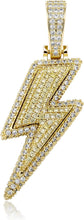 Charger l&#39;image dans la galerie, YOSZO Hip Hop Lightning Bolt Design Pendant 18k Gold Plated Iced Out Cubic Zirconia Pendant Necklace with Micropave Simulated Diamond for Men Women