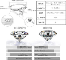 Laden Sie das Bild in den Galerie-Viewer, YOSZO 1.0 Ct Moissanite Engagement Ring 925 Sterling Silver Gemstone Decorate VVS1 Clarity Round Cut Wedding Anniversary Band Ring For Women With GRA Certificate Include Gift Box