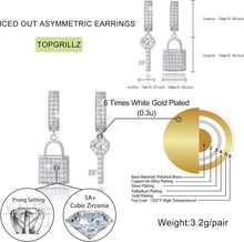 Charger l&#39;image dans la galerie, YOSZO Iced Out Dangle Hoop Earrings 14K Gold Silver 5A+ Cubic Zirconia Star Pin Lock Key Cartilage Hoop Dangle Drop Earrings For Men Women