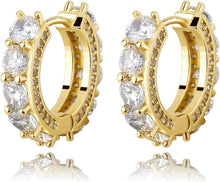 Carica l&#39;immagine nel visualizzatore di Gallery, YOSZO Gold Hoop Earrings 14K Gold Silver 5A+ Diamond Cubic Zirconia Hoop Huggie Earrings Cartilage Hypoallergenic Hoop Cuff Earrings For Men Women