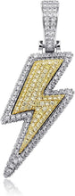 Charger l&#39;image dans la galerie, YOSZO Hip Hop Lightning Bolt Design Pendant 18k Gold Plated Iced Out Cubic Zirconia Pendant Necklace with Micropave Simulated Diamond for Men Women