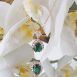 Birthstone Pendant Necklace for Women, Rose Gold Plated 925 Silver Adjustable Chain,  Gemstone & Zircon Halo Pendant, Elegant Retro Jewelry Gift for Her