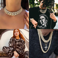 Load image into Gallery viewer, YOSZO Hip Hop 14K Gold Filled Miami Cuban Link Chains Necklace 6 Times Gold Plated Iced Out Paved Bling Round CZ for Men