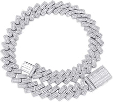 Charger l&#39;image dans la galerie, YOSZO 20MM 6 Times 14k Gold Plated Cuban Link Chain Full Iced Out Bling Round Baguette Cut Cubic Zirconia with Prong Setting Simulated Diamond Chain Choker Necklace for Men Women