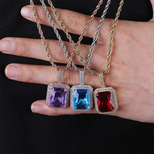 Laden Sie das Bild in den Galerie-Viewer, YOSZO Hip Hop 6 Colors Solitaire Pendant Cubic Zirconia Halo Pendant Necklace with Solid Back…
