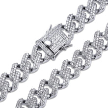 Carica l&#39;immagine nel visualizzatore di Gallery, YOSZO Hip Hop 14mm Miami Cuban Link Chains Fully Iced Out Bling CZ Rapper Bracelet for Men