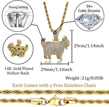 Load image into Gallery viewer, YOSZO Goat Chain Gold Necklace for Men Eagle Chain Rope Iced out Cubic Zirconia 14K Gold Plated Stainless Steel Necklace 24&quot; Birthday Gifts