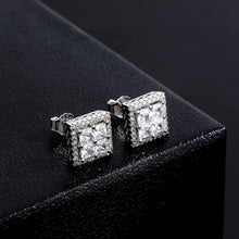 Carregar imagem no visualizador da galeria, YOSZO Square Screw Stud Earrings For Men 5A+ Cubic Zirconia 925 Sterling Silver Screw Stud Back Square Flat Cartilage Hypoallergenic Stud Earrings