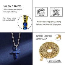 Laden Sie das Bild in den Galerie-Viewer, YOSZO 18K Gold Plated Iced Out Cubic Zirconia Classic Ankh Nail Mini Cross Egyptian Pendant Necklace Hip Hop Jewelry for Men Women with Stainless Rope Chain