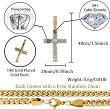 Charger l&#39;image dans la galerie, YOSZO Cross Necklace for Men Gold Necklace for Women Gold Heart Cross Jewelry 14K Silver Plated Solid Iced Cubic Zirconia Stainless Steel Pendant Chain