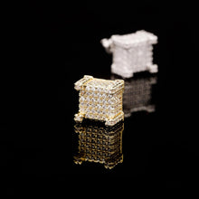 Cargar imagen en el visor de la galería, YOSZO 925 Sterling Silver Square Screw Stud Earrings 14K Gold 5A+ Cubic Zirconia Iced Out Square Screw Back Hypoallergenic Cube Large Stud Earrings For Men Women